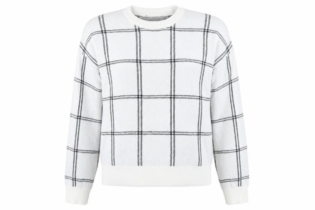 New Look Women's White Check Pullover Jumper M