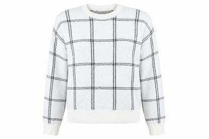New Look Women's White Check Pullover Jumper M