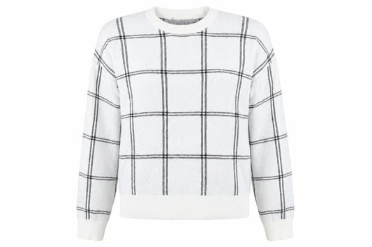 New Look Women's White Check Pullover Jumper M