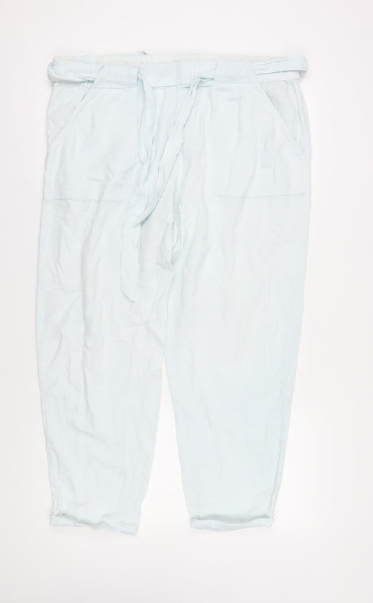 Marks and Spencer Women's Ivory Cotton Paperbag Trousers Size 20