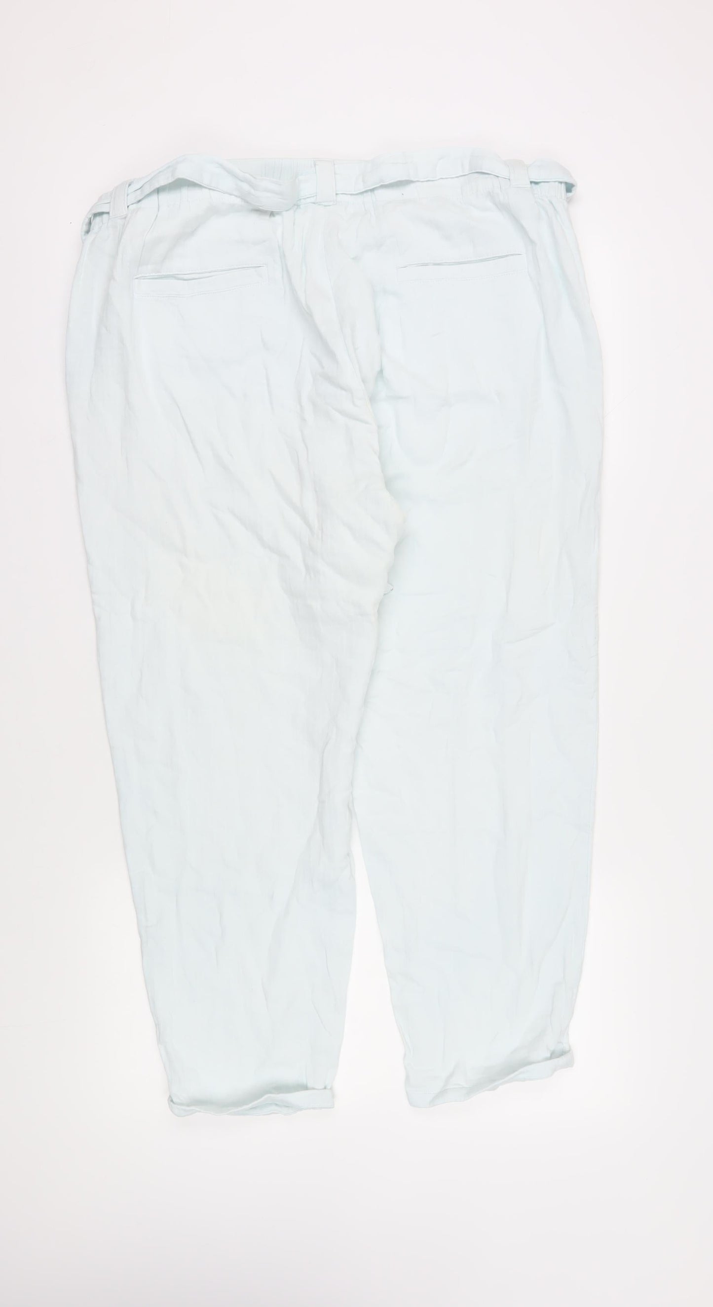 Marks and Spencer Women's Ivory Cotton Paperbag Trousers Size 20