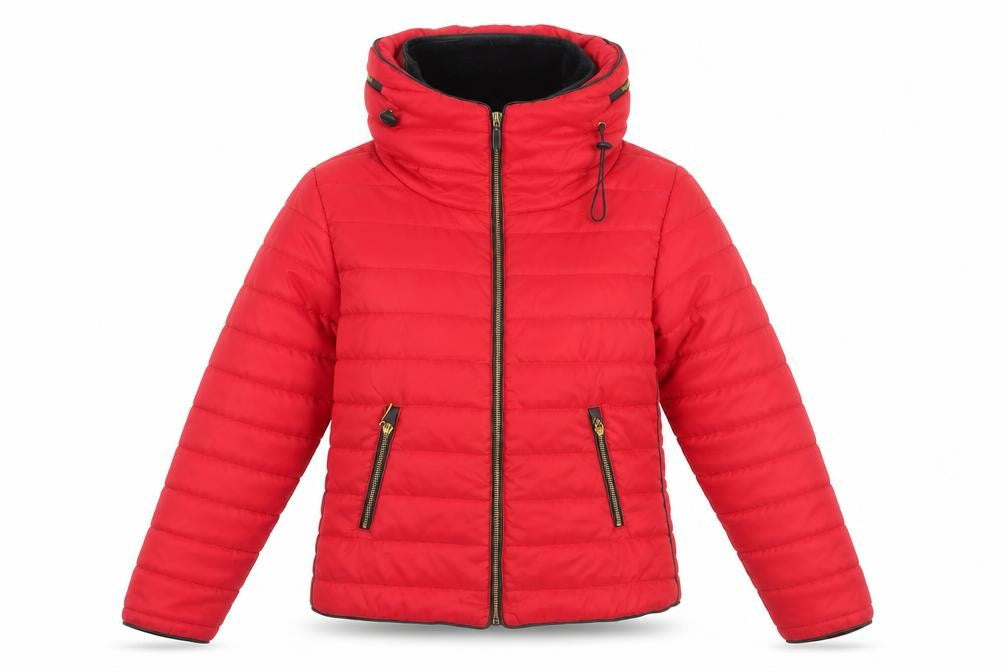 Lasula Women's Red Puffer Jacket M Hooded Casual
