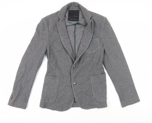 Zara Men Grey Slim Blazer Notch Lapel 38R Autumn