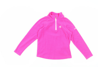 Additional front view of Dare 2b girls’ pink fleece sweatshirt 7-8 years pullover