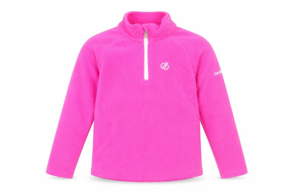 Front view of Dare 2b girls’ pink fleece sweatshirt 7-8 years pullover