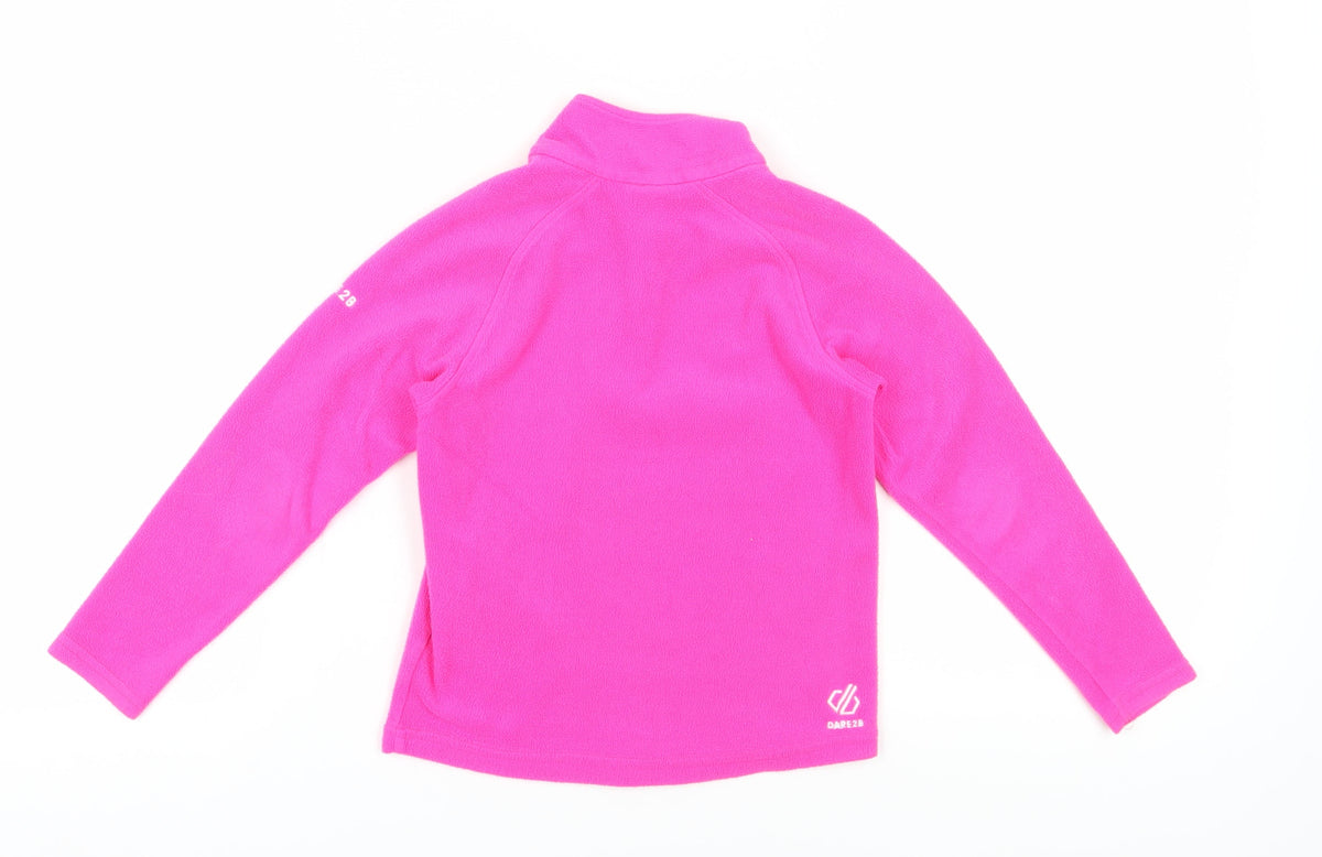 Back view of Dare 2b girls’ pink fleece sweatshirt 7-8 years pullover