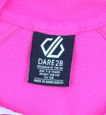 Close-up detail of Dare 2b girls’ pink fleece sweatshirt 7-8 years pullover
