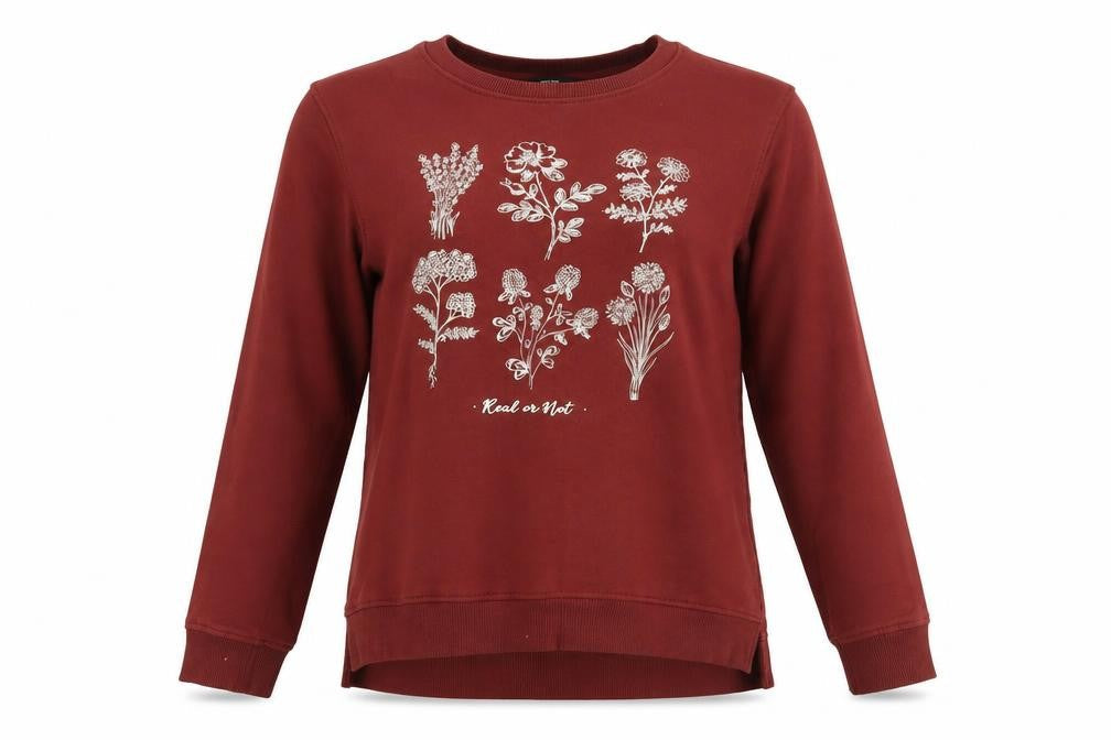 Vero Moda Women's Red Floral Pullover Sweatshirt L