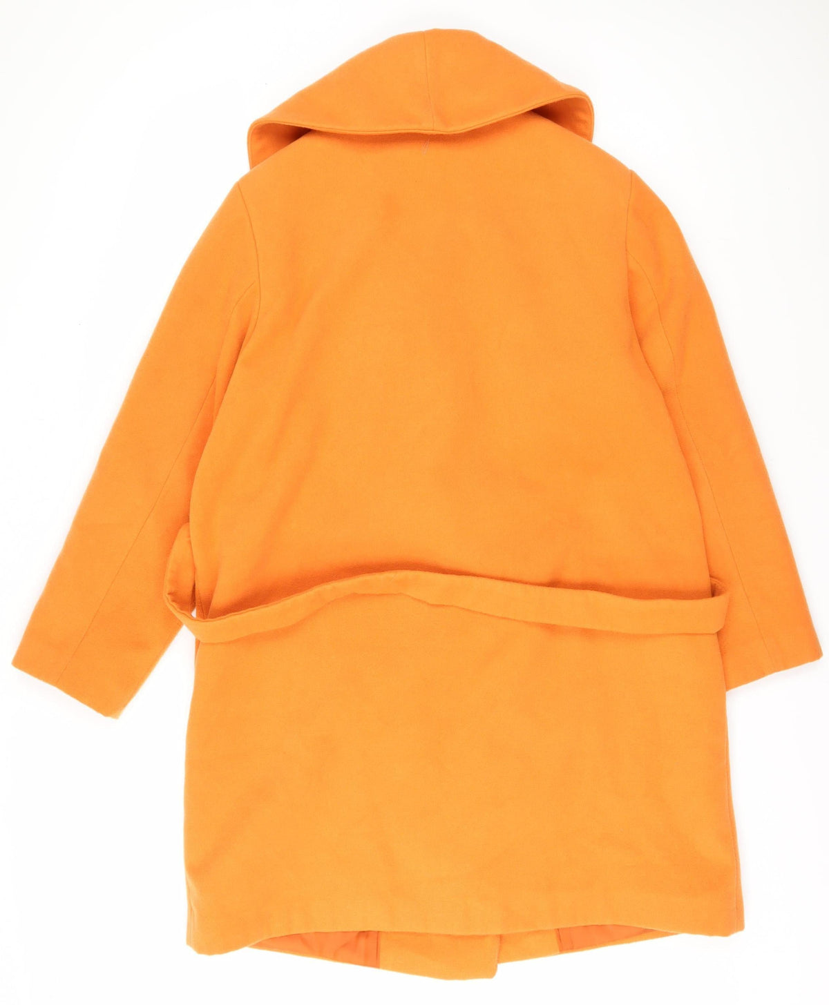 Back view of Kaleidoscope Women's Orange Coat, UK 12, Belted Overcoat