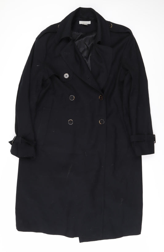 Women's Black Wool Blend Trench Coat Size 6
