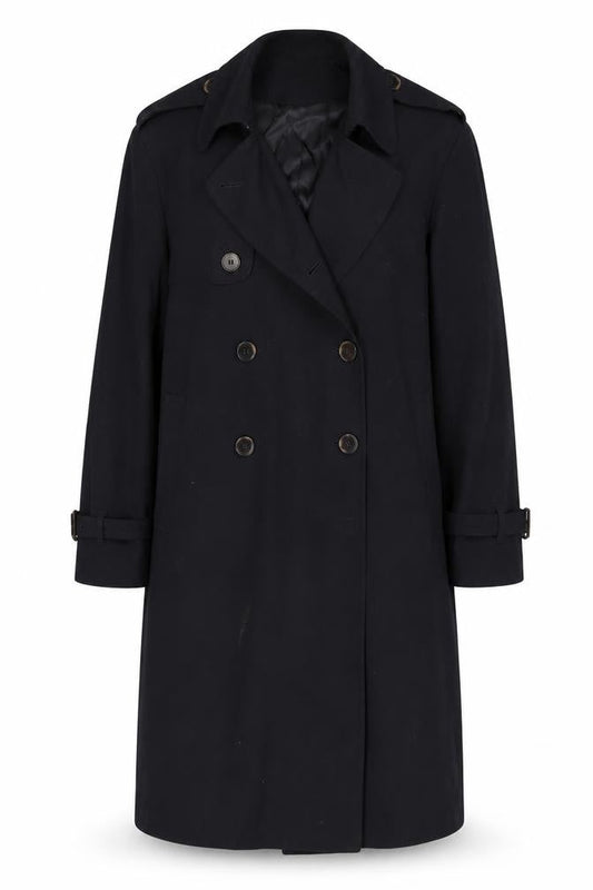 Women's Black Wool Blend Trench Coat Size 6