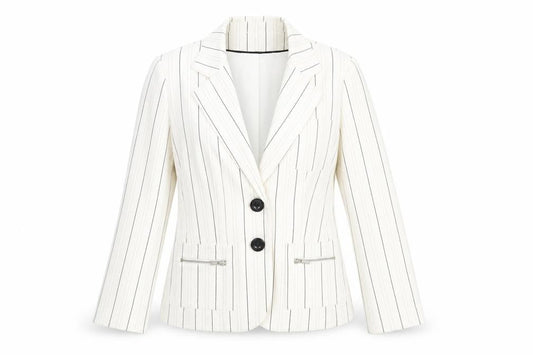 John Richmond Women’s White Pinstripe Suit Jacket Size 12