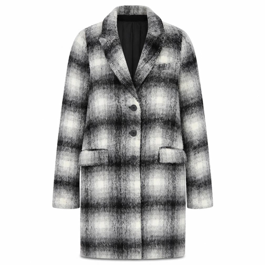 Zara Women's Grey Check Mid-Length Coat XS