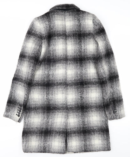 Zara Women's Grey Check Mid-Length Coat XS