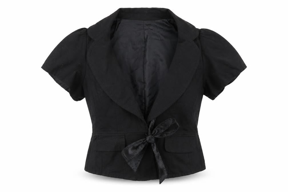LOOK Women's Black Short Sleeve Wrap Blouse UK 12