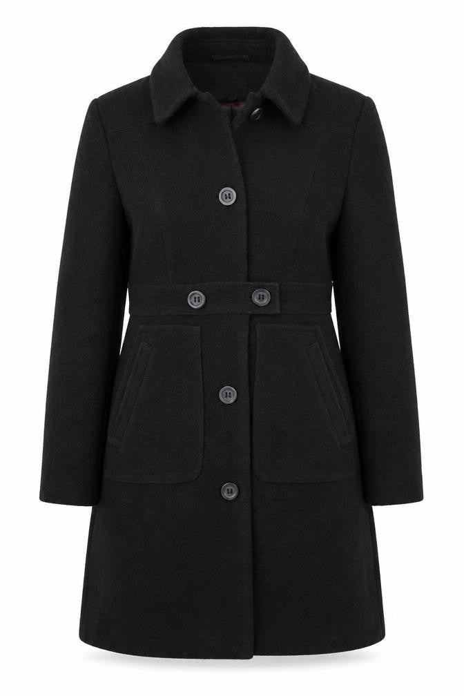 Next Women's Black Wool Overcoat Size 12 Classic