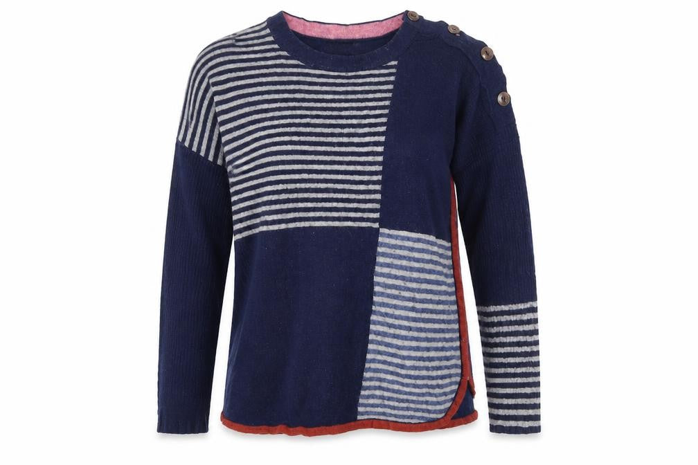 White Stuff Women's Blue Striped Pullover Jumper Size 8