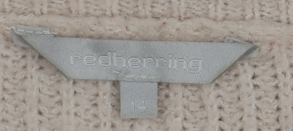 Close-up detail of Red Herring Women's Beige Striped jumper, size 14