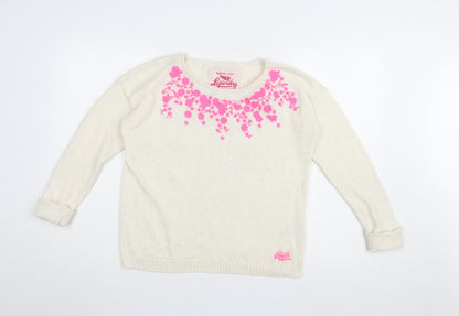 Superdry Women's Ivory Floral Knit Pullover Jumper S