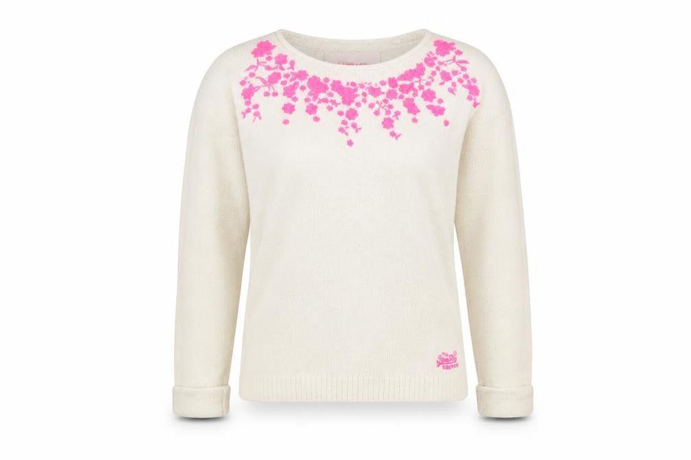 Luperdry Women's Ivory Floral Knit Pullover Jumper S