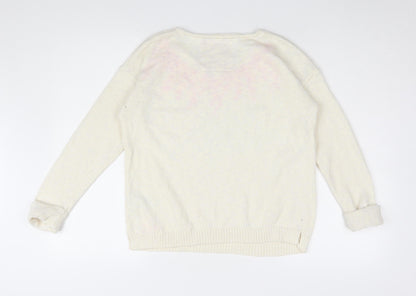 Superdry Women's Ivory Floral Knit Pullover Jumper S