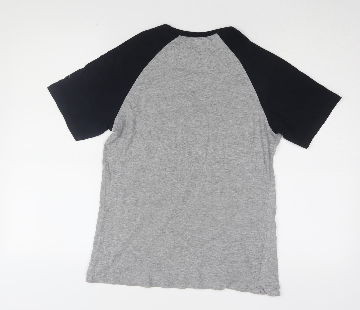 French Connection Men's Grey Colourblock T-Shirt, Size 13