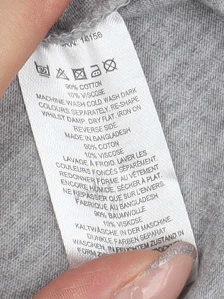 French Connection Men's Grey Colourblock T-Shirt, Size 13