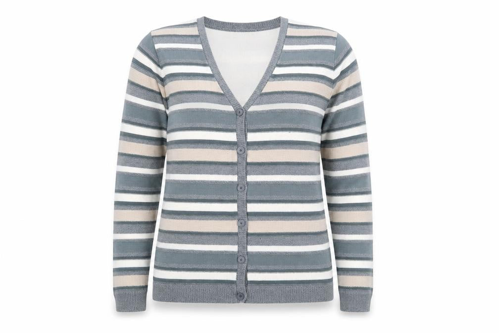 Alfred Dunner Women's Multicoloured Striped Cardigan M