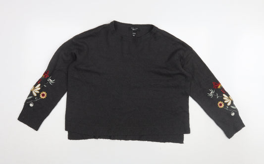 New Look Girls Black Embroidered Pullover Jumper, 14-15 Years