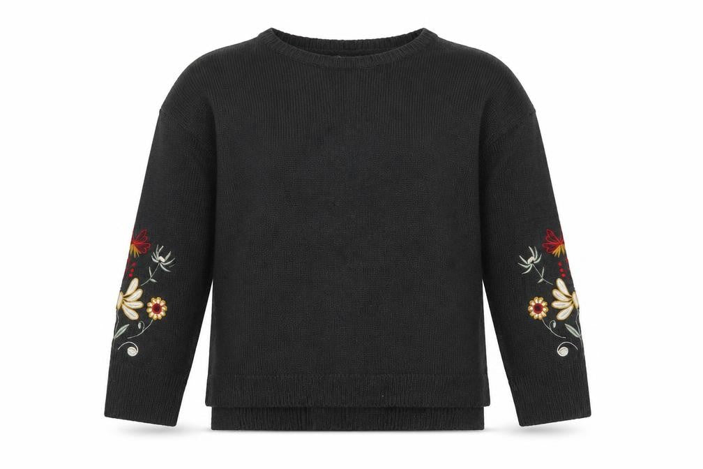 New Look Girls Black Embroidered Pullover Jumper, 14-15 Years