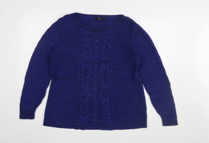 Bonmarché Women's Blue Chunky-Knit Pullover Jumper M