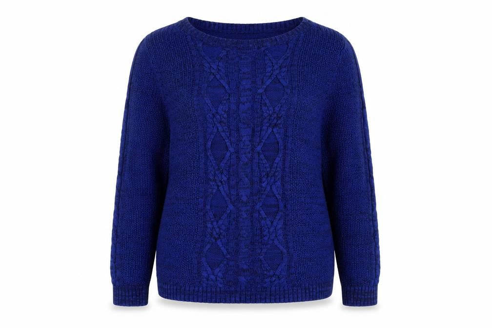 Bonmarché Women's Blue Chunky-Knit Pullover Jumper M