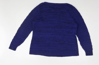 Bonmarché Women's Blue Chunky-Knit Pullover Jumper M