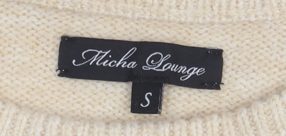 Micha Lounge Women's Beige Knit Pullover Jumper, Size S, Bell Sleeve