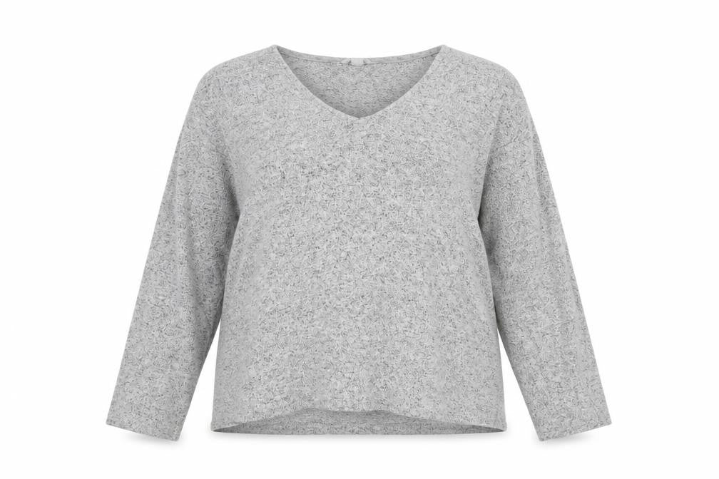 H&M Women's Grey V-Neck Blouse, L, Long Sleeve