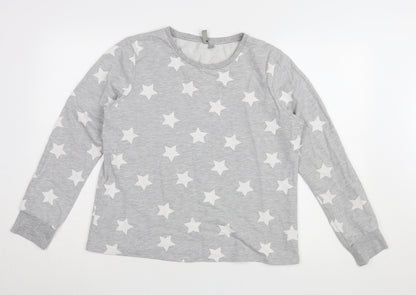 Additional front view of ASOS Women's Grey Star Print Sweatshirt, size 10