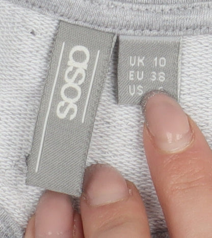 Close-up detail of ASOS Women's Grey Star Print Sweatshirt, size 10