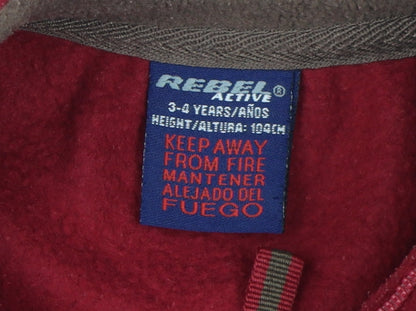 Close-up detail of Rebel Active boys’ red 3-4 years fleece sweatshirt