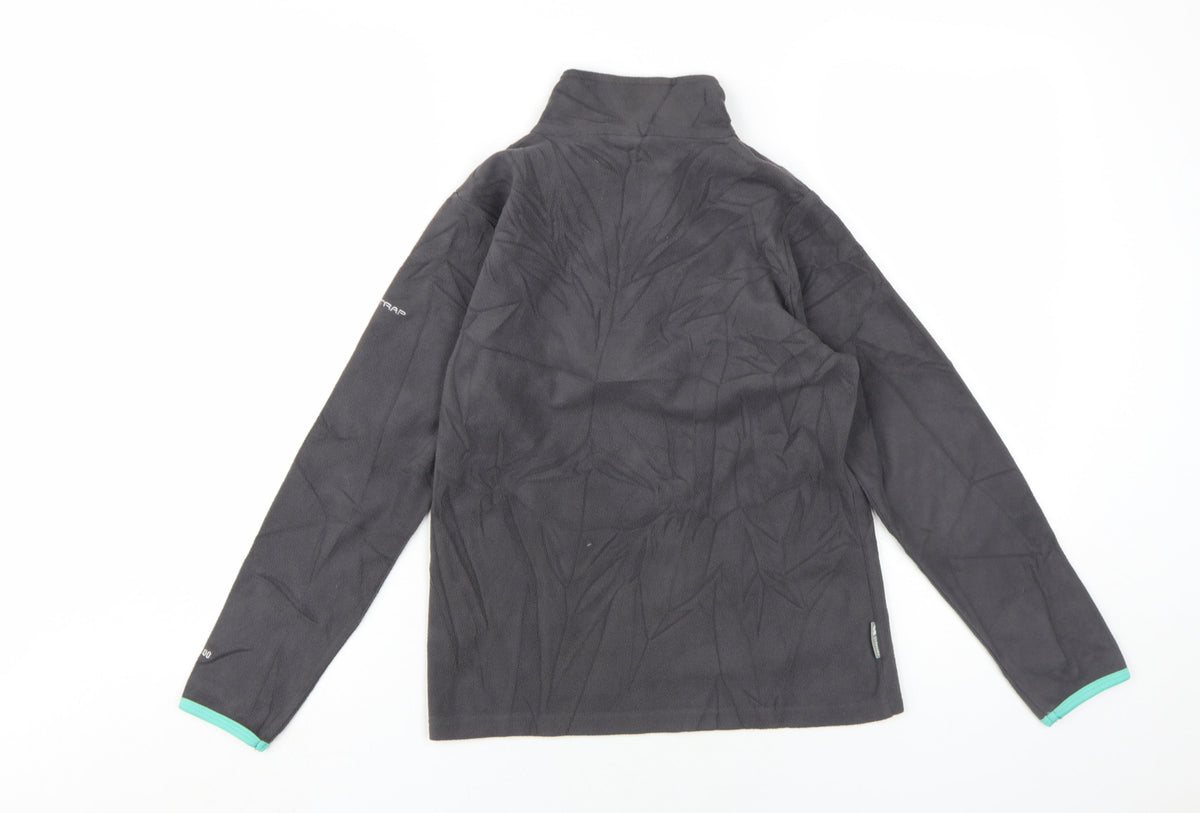 Back view of Trespass boys’ black fleece 1/4 zip sweatshirt 11-12 years