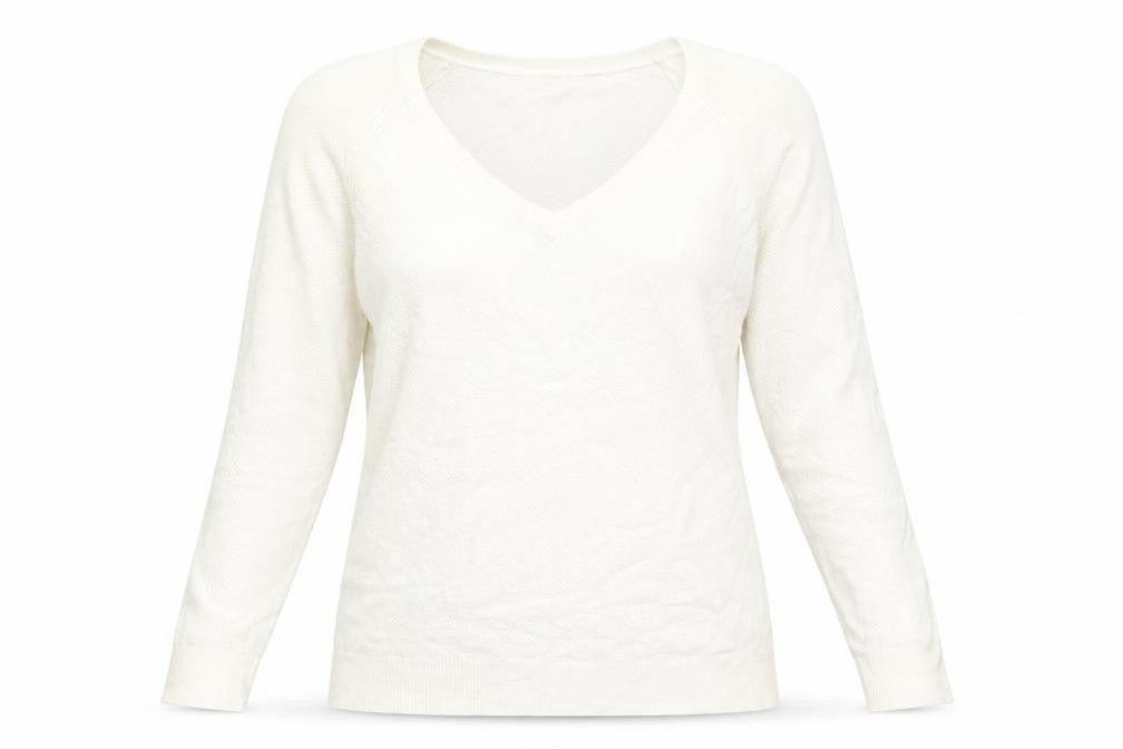 GAP Women's White V-Neck Pullover Jumper, L
