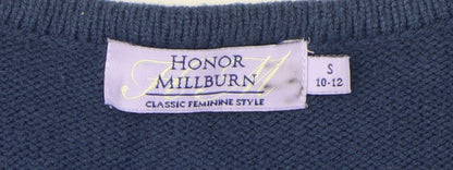 Close-up detail of Honor Millburn Women's Blue Cardigan Jumper, size S