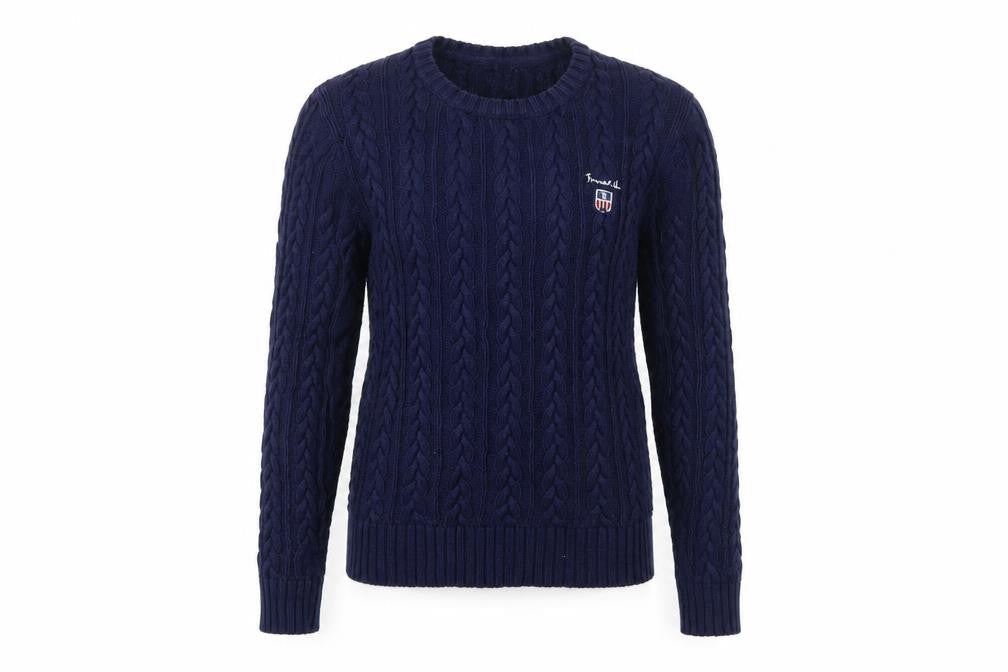 Bondekild Women's Blue Cotton Cable-Knit Jumper S