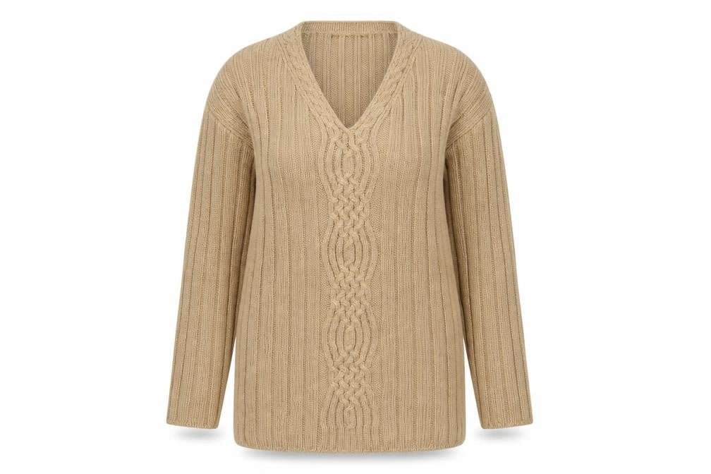 Monaghan's Women's Beige V-Neck Pullover Jumper, M