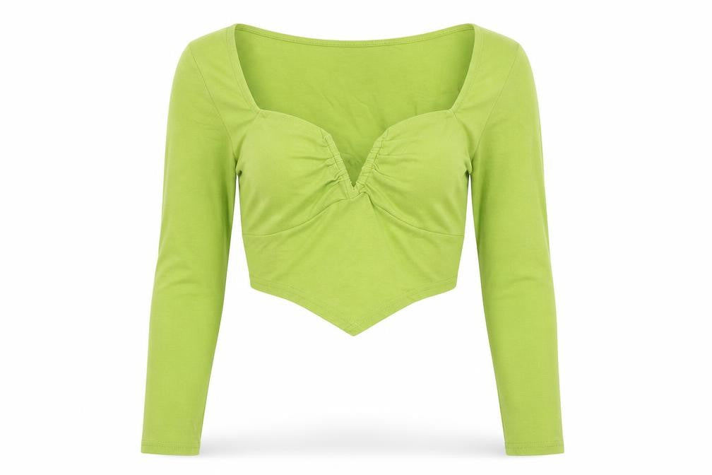 Urban Outfitters Women's Green Cropped Top, Size S, V-Neck