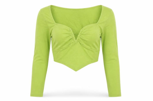 Urban Outfitters Women's Green Cropped Top, Size S, V-Neck