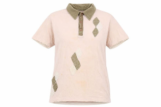 Urban Womens Vintage Beige Argyle Polo M Cotton Casual