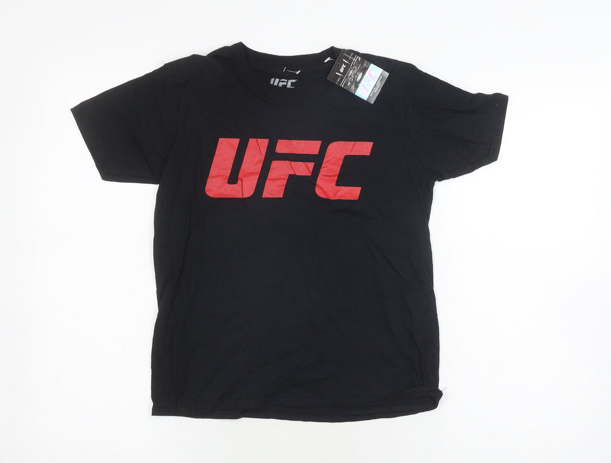 Additional front view of UFC boys’ black graphic t-shirt 9-10 years casual sports