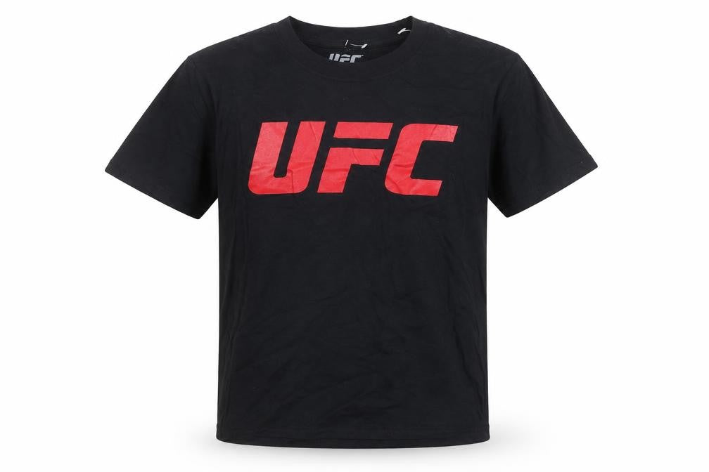 Front view of UFC boys’ black graphic t-shirt 9-10 years casual sports