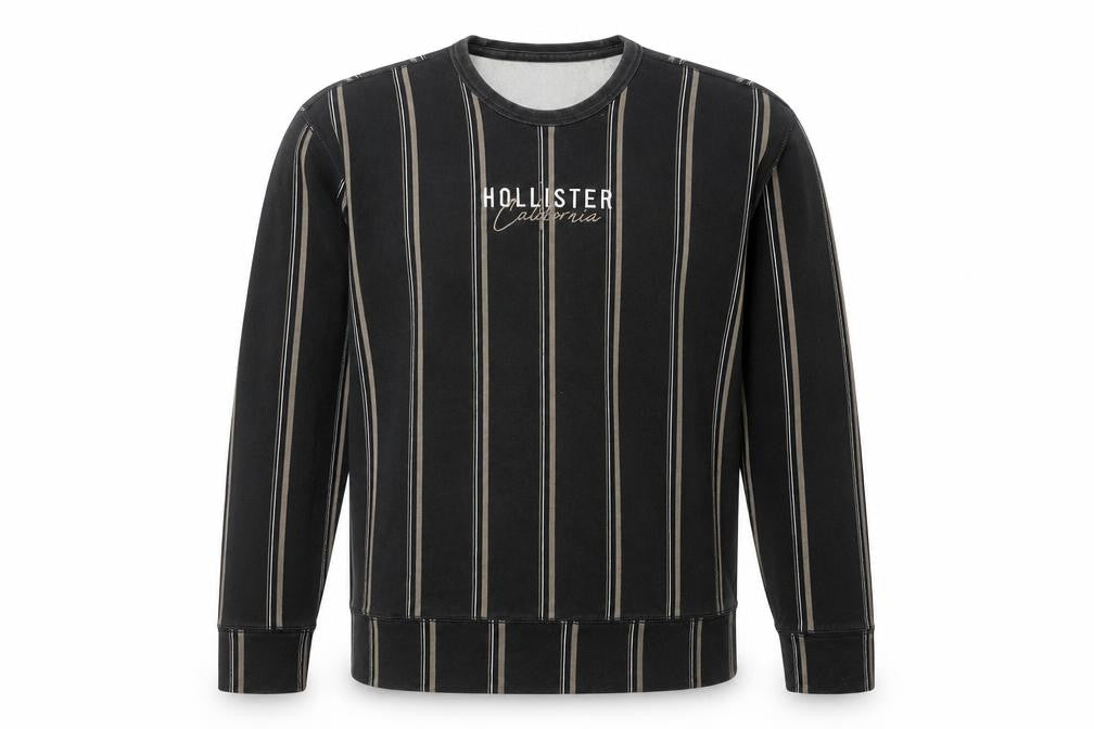 Hollister Men's Black Striped Sweatshirt S
