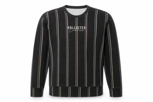 Hollister Men's Black Striped Sweatshirt S